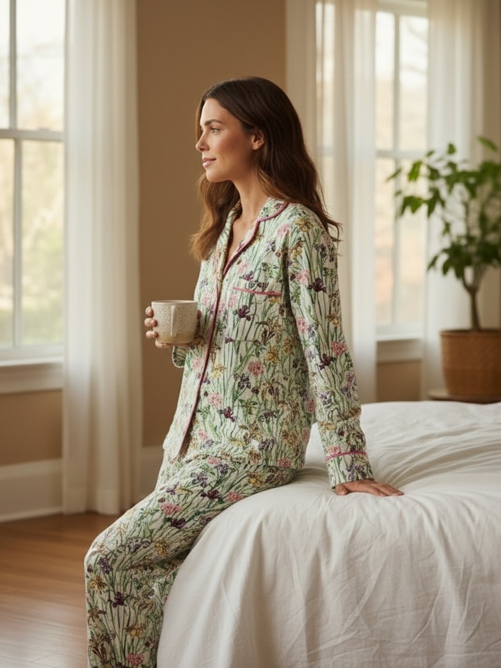 BedHead Botanical Print 100% Cotton Pajama Set L